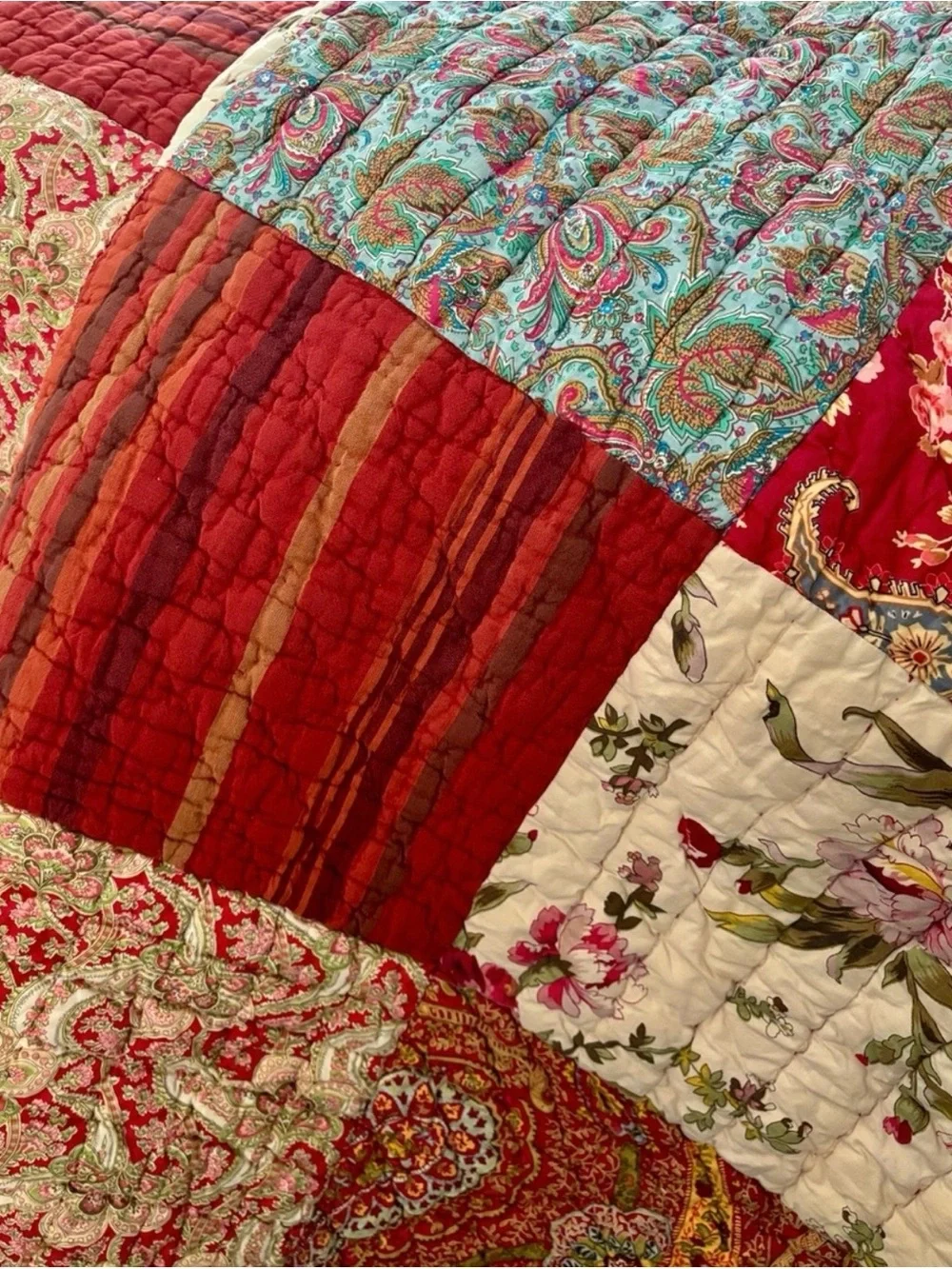 Pottery Barn “Georgia” Patchwork Quilt (K) and Euro Shams (3) EUC